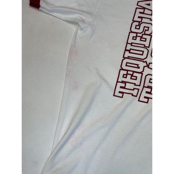 VINTAGE Tequesta Trace Graphic T-shirt Men Medium White Ringer USA 90s - Picture 3 of 11